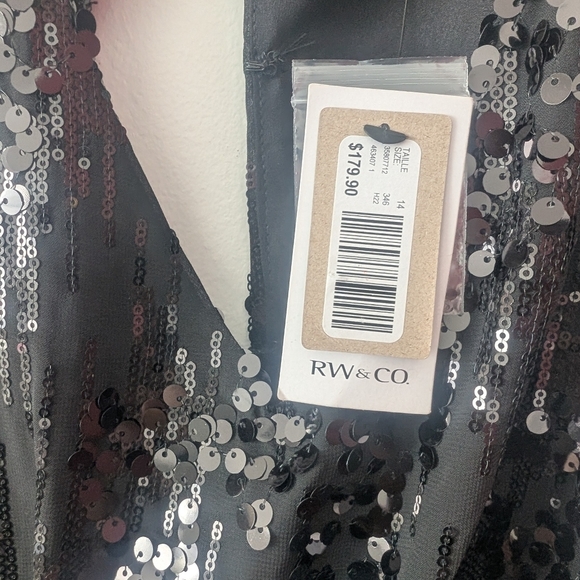 RW&Co - Sequin Dress - V-neck - Black - Picture 4 of 8